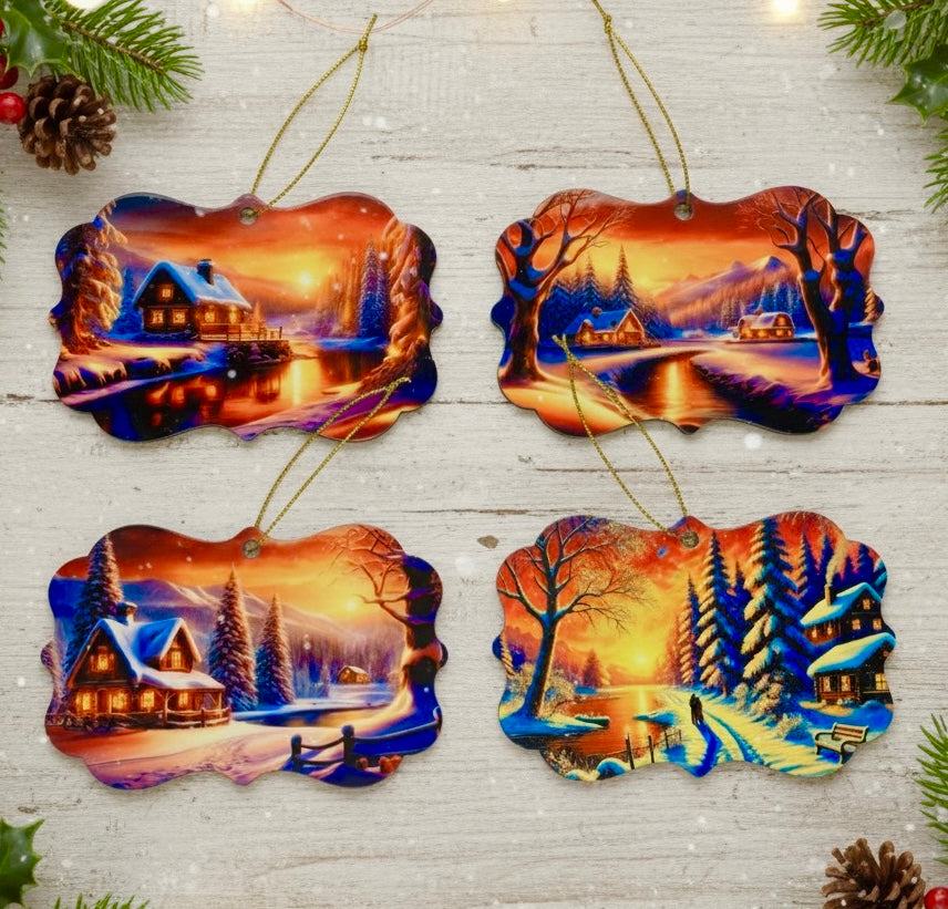 Winter Landscape Ornament Set