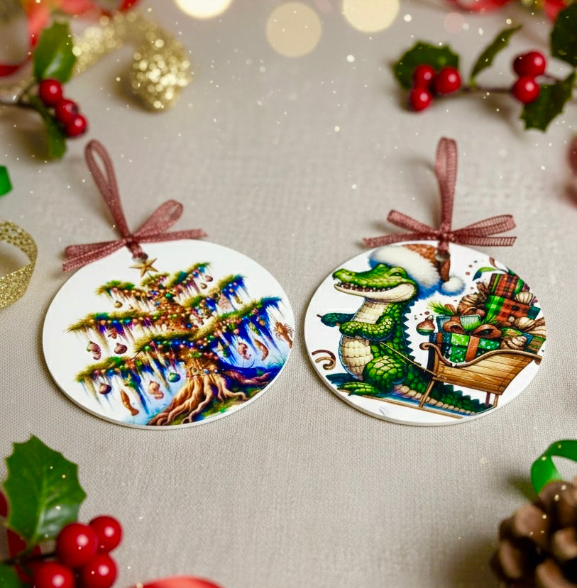 Cajun Christmas Metal Ornament set
